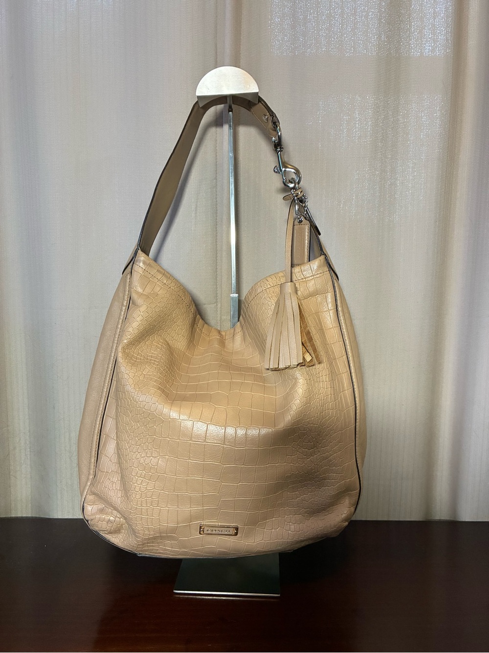 Coach Avery Croc Embossed Pebbled Leather Hobo Bag